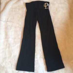 Pink yoga pants flare bottom